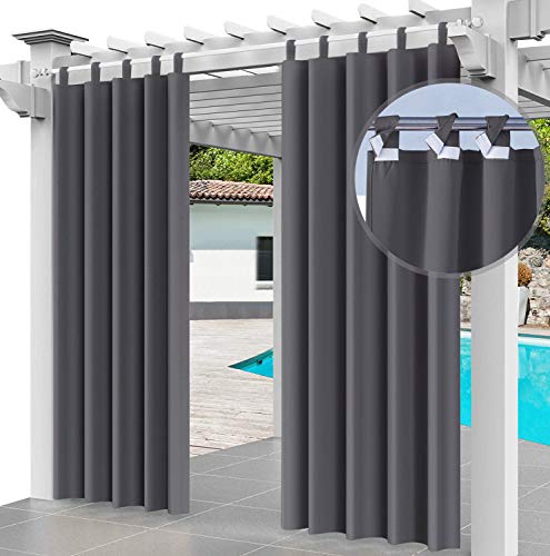 Outdoor Vorhang 2er Set Schlaufengardine 220 x 155 cm Gartenlauben Balkon-Vorhänge Gardinen Verdunkelungsvorhänge mit Schlaufen, Wasserdicht, für Pavillon Strandhaus (2 Panele) Graphit [129] von Ferocity