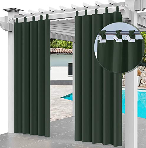 Outdoor Vorhang 2er Set Schlaufengardine 220 x 155 cm Gartenlauben Balkon-Vorhänge Gardinen Verdunkelungsvorhänge mit Schlaufen, Vorhang Wasserdicht für Pavillon Strandhaus (2 Panele) Grün [129] von Ferocity