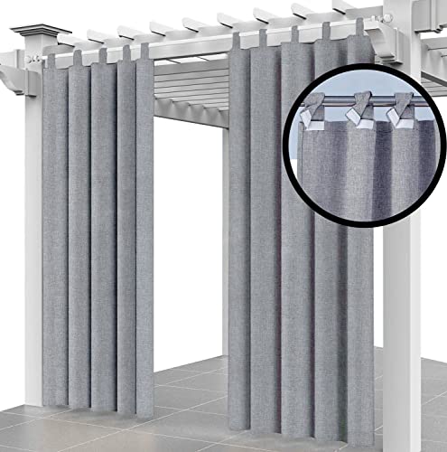 Outdoor Vorhang Schlaufengardine Set 220 x 155 cm Gartenlauben Balkon-Vorhänge Gardinen Verdunkelungsvorhänge mit Schlaufen, Vorhang Wasserdicht für Pavillon Strandhaus (2 Panel) Flachs [129] von Ferocity