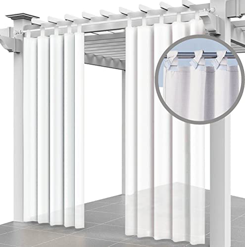 Outdoor Vorhang Schlaufengardine Transparent Set 220 x 155 cm Gartenlauben Balkon-Vorhänge Gardinen Verdunkelungsvorhänge, Vorhang Wasserdicht für Pavillon Strandhaus (2 Panel) Weiß FIRAN [129] von Ferocity