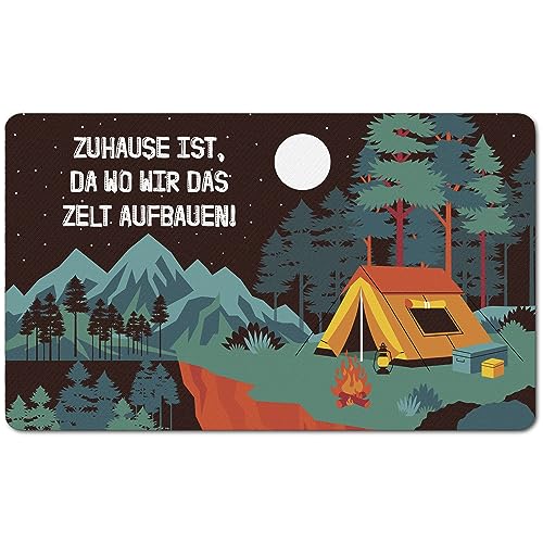 PERSONALISIERTE Fußmatte für Camper; Waschbarer lustiger Fußabstreifer für Innen und Außen, 45 x 75 cm, ideal als Zubehör für Wohnmobile, Zelte und Autokaravans, Motiv Zelt Nacht [140] von Ferocity