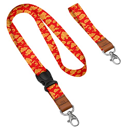 Ferocity Personalisierter Schlüsselband mit Karabiner mit Ihrem Wunschtext/Grafik 2x Lanyard mit Ihrem eigener Schrift Schlüsselband mit Druck nach Wunsch Clouds [098] von Ferocity