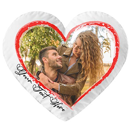 Personalisiertes FOTOGESCHENK Herzkissen mit eigenem Foto (35 x 40 cm) Foto-Kissen mit Deinem Photo Bedrucken Zum Jahrestag, Geburtstag, Valentinstag (mit Füllung) Weiß [091] von Ferocity