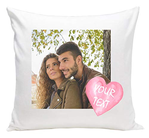 Personalisiertes FOTOGESCHENK mit eigenem Foto (40 x 40 cm) Foto-Kissen mit Deinem Foto & Text Bedrucken Zum Jahrestag, Geburtstag, Valentinstag (mit Füllung) Foto mit Text [091] von Ferocity