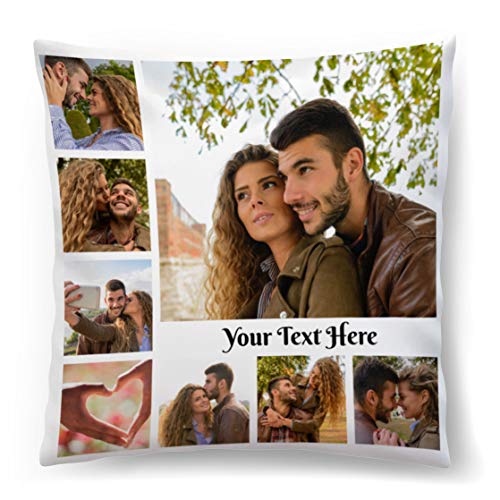 Personalisiertes FOTOGESCHENK mit eigenem Foto (45 x 45 cm) Foto-Kissen mit Deinem Foto & Text Bedrucken Zum Jahrestag, Geburtstag, Valentinstag (mit Füllung) Collage 8 Fotos [091] von Ferocity