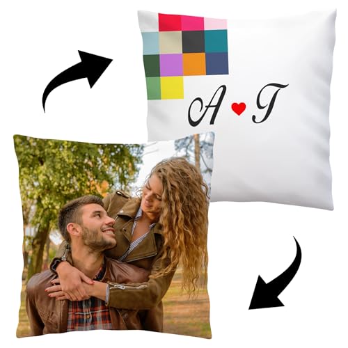 Personalisiertes FOTOGESCHENK mit eigenem Foto (45 x 45 cm) Foto-Kissen mit Deinem Foto & Text Bedrucken Zum Jahrestag, Geburtstag, Valentinstag (mit Füllung) Foto Full [091] von Ferocity