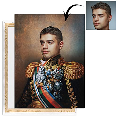 Personalisiertes Leinwand Bild Porträt mit Foto selbst gestalten 60x80 cm Individuelles Wandbild Kunst Bild mit eigenem Foto Fotogeschenk Napoleon [128] von Ferocity