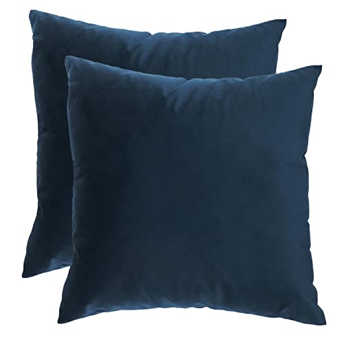 Ferocity Samt Kissen Set Samtkissen 2 x Dunkelblau Kissenbezug Zierkissen Blau 45x45 cm mit Füllung Decorative Kissenhülle Sofakissen für Wohnzimmer Schlafzimmer Royal Blue [091] von Ferocity