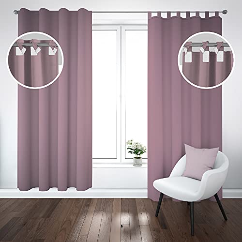 Ferocity Vorhänge mit Schlaufen Klettverschluss 2er Set 250 H x 145 B cm Blickdichte Gardinen Fensterdekoration fürs Schlafzimmer Wohnzimmer Gästezimmer (2 Panel) Schmutzig Rosa [139] von Ferocity