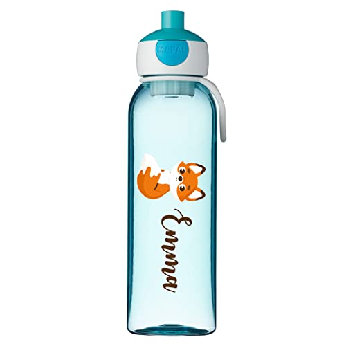 Wasserflasche für Kinder Personalisiert mit Namen zur Schule Kindergarten Sportflasche für Getränke Auslaufsichere Trinkflasche mit einem starken Verschluss BPA-frei Fox [110] von Ferocity