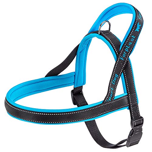 Ferplast Hundegeschirr im skandinavischen Stil SPORT DOG P LARGE, ausgezeichnete Passform, weiche Polsterung, reflektierende Nähte, Etikett für den Namen des Tiers, A: 65 cm - B: 77 ÷ 98 cm Blau von Ferplast