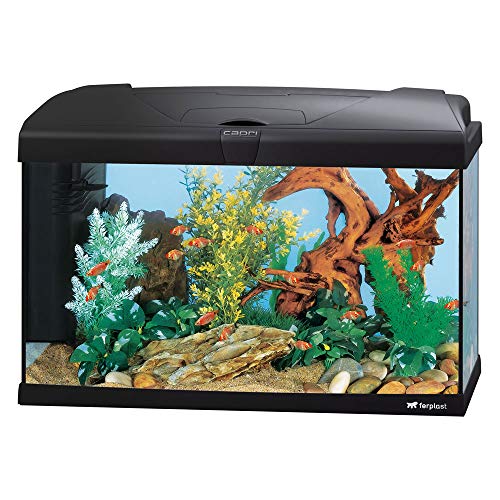 Ferplast Hydor Glasaquarium CAPRI 60 LED, LED-Lampe, 60 l Fassungsvermögen, Innenfilter und Heizung, schwarz von Ferplast