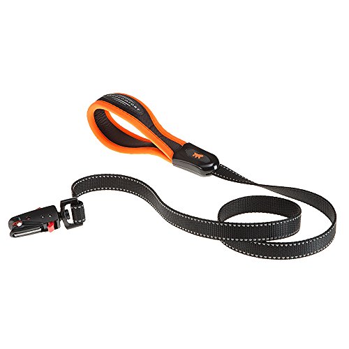 Ferplast Hundeleine ERGOFLUO Matic, Hundeleine Mittelgroße Hunde, Innovativer Karabiner mit Magnetmechanism, Ergonomisch Gepolsterter Griff, aus Nylon, 120 cm, Orange von Ferplast