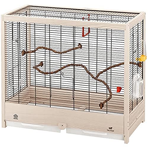 Ferplast Vogelkäfig aus Metall und FSC-Holz, für Kanarienvögel, Sittiche, inkl Zubehör, Futternäpfe, abnehmbare und veränderbare Sitzstangen, 81 x 41 x H 64 cm. von Ferplast
