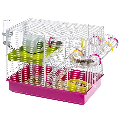 Ferplast 57912411W1 Nagerheim Laura, mit Zubehör und Röhrensystem, Maße: 46 x 29.5 x 37.5 cm, weiß mit rosa Unterschale Ferplast 57912411W1 Nagerheim Laura, mit Zubehör und Röhrensystem, Maße: 46 x 29.5 x 37.5 cm, weiß mit rosa Unterschale von Ferplast