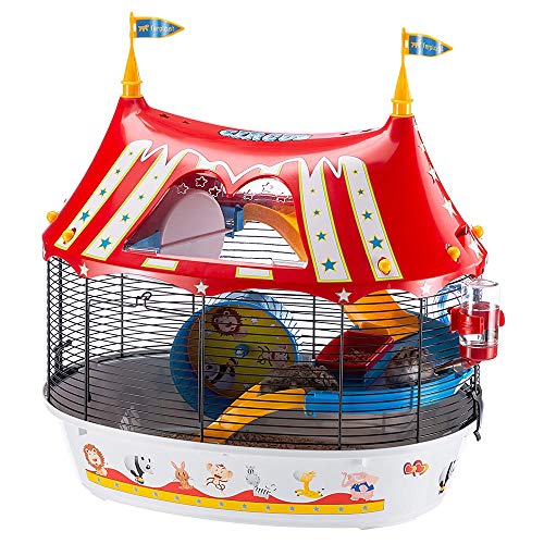 Ferplast Hamsterkäfig, Circus Fun Nagerkäfig, Kleintierkäfig, Hamsterzubehör inklusive, 50 x 34 x h 43 cm. von Ferplast