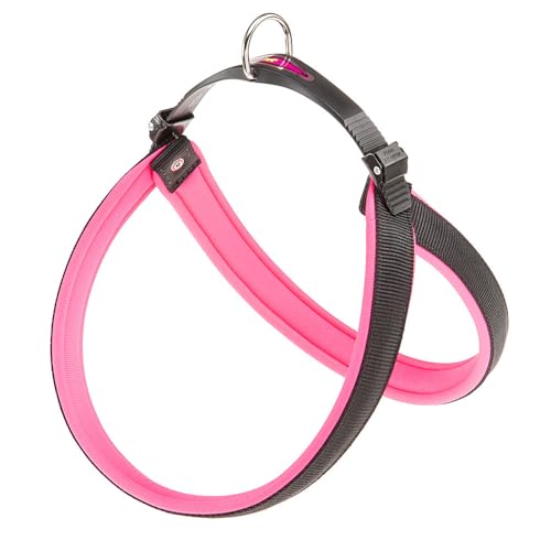 Ferplast Ergonomisches Hundegeschirr AGILA Fluo 6, ausgezeichnete Passform, doppelter Mikroregulations-Verschluss, weiche Polsterung, A = B 57 ÷ 65 cm 25 mm Pink von Ferplast