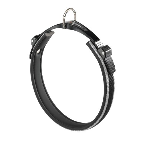 Ferplast Ergonomisches Hundehalsband ERGOCOMFORT C25 / 60, doppelter Mikroregulationsverschluss, weiche Polsterung, Schnellverschluss, A: 52 ÷ 60 cm - B: 25 mm Silber von Ferplast