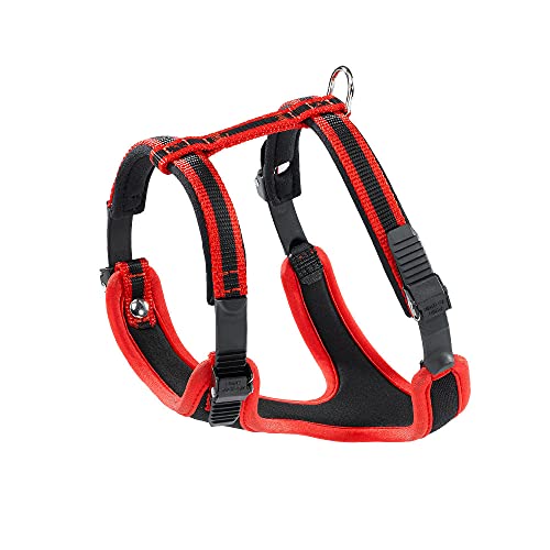 Ferplast Hundegeschirr kleine Hunde Geschirr Hunde mit Polsterung ERGOCOMFORT XS, Halsumfang: 28-38 cm, Brustumfang: 37-47 cm, rot von Ferplast