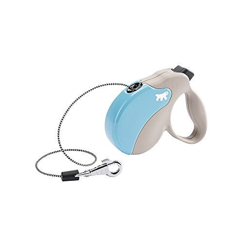 Ferplast Hundeleine Amigo MINI, Rollleine kleine Hunde bis 12 kg. Schnur max. 3 m. Einzelner Verriegelungs- und Entriegelungsknopf, beige, hellblaue Abdeckung von Ferplast