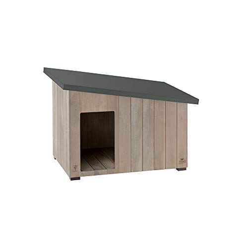 Ferplast Hundehütte kleine Hunde ARGO 50 aus FSC-Holz, Hundehaus Outdoor Wetterfest, Isolierende Kunststofffüße, 59 x 43 x h 45 cm. von Ferplast