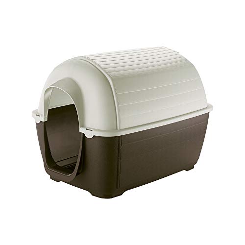 Ferplast Outdoor Hundehütte Kenny Mini Hundehütte aus Schlag- und UV-beständigem Thermoplast, Drainage-System, Lüftungsgitter, Zum reinigen Dach abnehmbar, 40 x 66 x h 40 cm von Ferplast