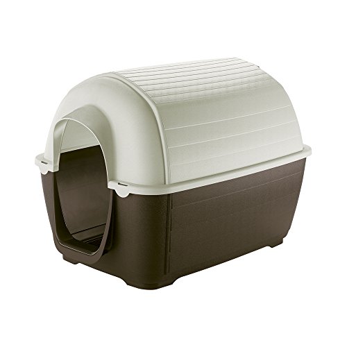 Ferplast Outdoor Hundehütte Kenny 01 Hundehütte aus Schlag- und UV-beständigem Thermoplast, Drainage-System, Lüftungsgitter, Zum reinigen Dach abnehmbar, 50 x 78 x h 50 cm von Ferplast