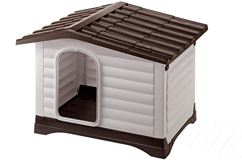 Ferplast Outdoor Hundehütte Dogvilla 90 Lodge für Hunde mit zu öffnender Seitenwand, aus schlag- und UV-beständigem Thermoplast, Lüftungsgitter, 88 x 72 x 65 cm von Ferplast