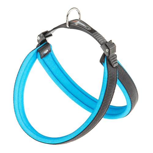 Ferplast Ergonomisches Hundegeschirr AGILA FLUO 4, ausgezeichnete Passform, Kordelzug-Verschluss, weiche Polsterung, A = B 42 ÷ 70 cm 20 mm Blau von Ferplast