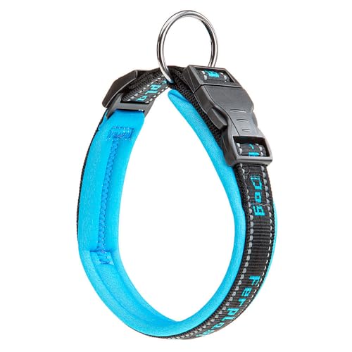 Ferplast Hundehalsband SPORT DOG C25 / 65, weiche Polsterung, reflektierende Nähte, Etikett für den Namen des Tieres, Halsumfang 55 ÷ 65 cm - Bauchumfang 25 mm Blau von Ferplast