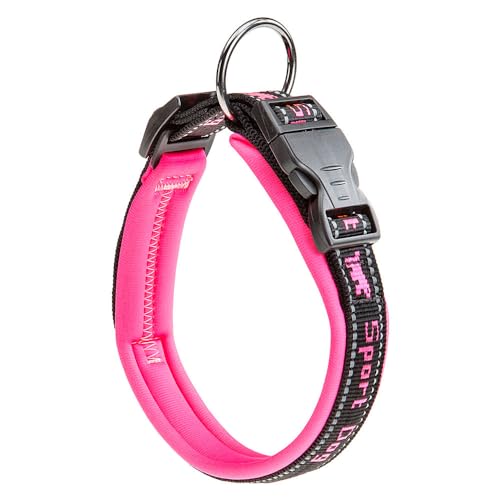 Ferplast Hundehalsband SPORT DOG C25 / 65, weiche Polsterung, reflektierende Nähte, Etikett für den Namen des Tieres, Halsumfang 55 ÷ 65 cm - Bauchumfang 25 mm Pink von Ferplast