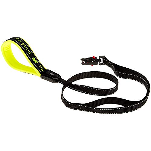 Ferplast Hundeleine Sport Dog Matic, Hundeleine für Mittelgroße Hunde, Innovativer Karabiner mit Magnetmechanismus, Gepolsterter Griff,Verstellbare und Reflektierend, aus Nylon, 120 cm, Gelb von Ferplast