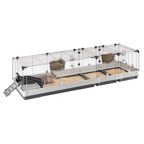 Ferplast - Meerschweinchen Käfig - Hasenkäfig - Kaninchenkäfig - Häuschen und Zubehör Inklusive - Viel Platz für Kaninchen - Öffnenden & Modular - 205 x 60 x h 50 cm - Krolik, 200 von Ferplast