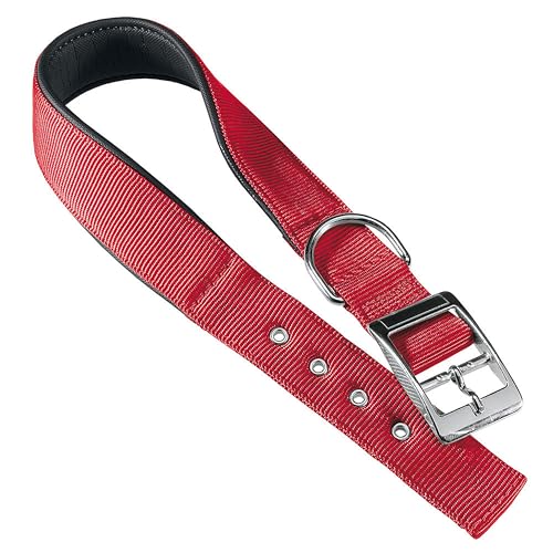Ferplast Hundehalsband, Großes Hundehalsband aus gepolstertem Nylon, verstellbare Metallschnalle, Halsumfang 43–50 cm, Rot Ferplast Hundehalsband, Großes Hundehalsband aus gepolstertem Nylon, verstellbare Metallschnalle, Halsumfang 43–50 cm, Rot von Ferplast