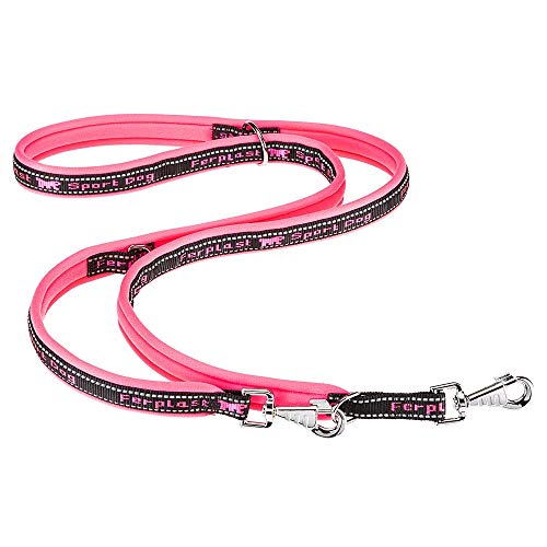 Ferplast Hundeleine Trainingsleine SPORT Hundeleine MATIC GA15 / 200, Innovativer Karabiner mit Magnetmechanismus, gepolsterter Griff, reflektierende Nähte, 15 mm x L 200 cm rosa von Ferplast