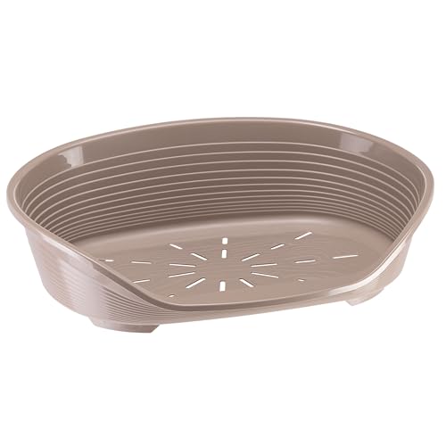 Ferplast Hundebett Katzenbett Kunststoff-Hundebett Medium Hundeliege waschbar Hundekorb atmungsaktiv rutschfest Siesta Deluxe, 62 x 41 x h 23,5 cm, Taubengrau von Ferplast