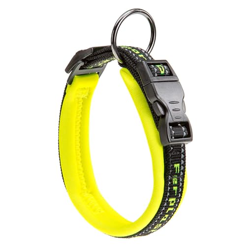 Ferplast Hundehalsband Sport Dog, Weich Gepolstertes Nylon Hunde Halsband für mittelgroße Hunde, Verstellbare und Reflektierend, Größe: 2 cm (33-43 cm), Gelb von Ferplast