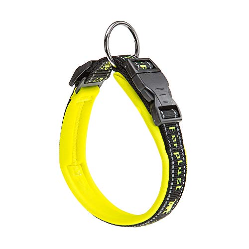 Ferplast Hundehalsband SPORT DOG C25 / 45, weiche Polsterung, reflektierende Nähte, Etikett für den Namen des Tieres, Halsumfang 35 ÷ 45 cm - Bauchumfang 25 mm Gelb von Ferplast