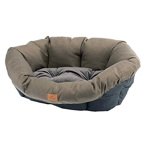 Ferplast Hundekissen, Hundebett und Katzenbett SOFA 'CUSHION 4 Kissen für Haustiere, gepolsterter Bezug, weiche waschbare Baumwollpolsterung, verstellbar mit Gummizug, 64 x 48 x h 25 cm braun von Ferplast