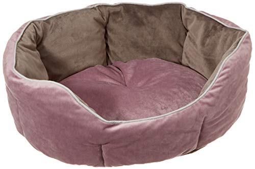 Ferplast Hundekörbchen Hundesofa Katzenbett QUEEN 45 mit Kissen, Kuschelbett für Haustiere, beidseitig nutzbar, weicher Samt, waschbar, 44 x 40 x H 16 cm, rosa von Ferplast