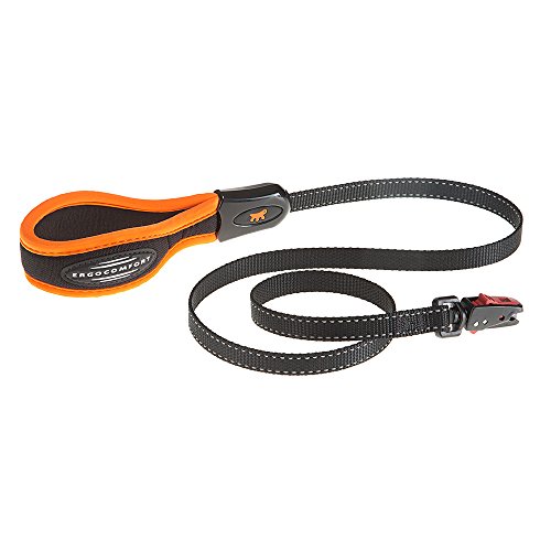 Ferplast Hundeleine ERGOFLUO Matic, Hundeleine für Kleine Hunde, Innovativer Karabiner mit Magnetmechanism, Ergonomisch Gepolsterter Griff, aus Nylon, 120 cm, Orange von Ferplast