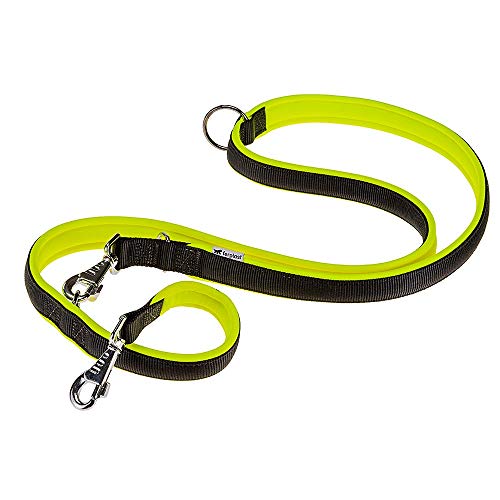 Ferplast Hundeleine ERGOFLUO, Trainingsleine für Hunde, Hundeleine Grosse Hunde, Ergonomisch Gepolsterter Griff, Metallkarabinerhaken, aus Nylon, 200 cm, Gelb von Ferplast