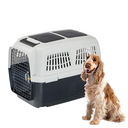 Ferplast Hundetransportbox CLIPPER PLUS, IATA-geeignet, Mittlere Hundetransportbox bis 20 kg, Sicherer Verschluss, Mit Doppelfach für Zubehör, Abnehmbarer Griff, 71 x 50 x h 51 cm Ferplast Hundetransportbox CLIPPER PLUS, IATA-geeignet, Mittlere Hundetransportbox bis 20 kg, Sicherer Verschluss, Mit Doppelfach für Zubehör, Abnehmbarer Griff, 71 x 50 x h 51 cm von Ferplast