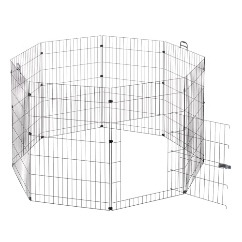 Ferplast Kaninchenstall FREERUN Large, Kaninchen, Meerschweinchen, Kleintiere, Haustierlaufstall, Gitterzaun, Haustiergehege mit Griffen und Tür, Durchmesser 140 x 91,5 cm, aus Rostfreiem Stahl von Ferplast