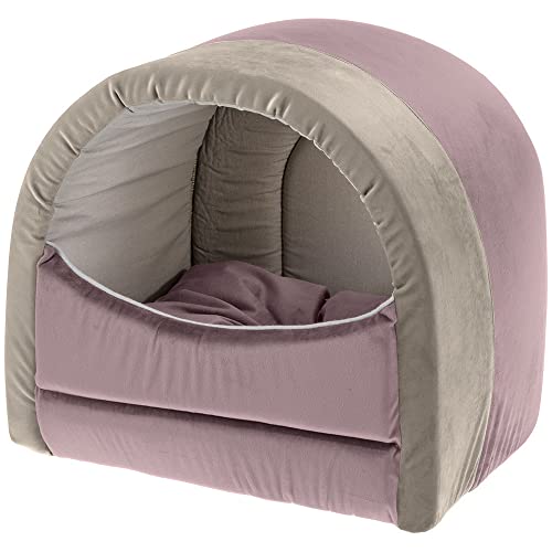 Ferplast Katzenbett Katzenhöhle Katzenkorb MAJESTY 20 Katzenhaus Weiches Velours, Waschbar, 40 x 34 x h 36 cm, Rosa von Ferplast