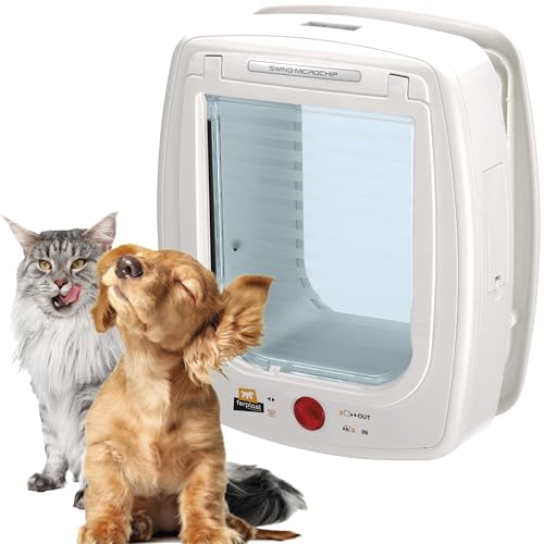 Ferplast Katzenklappe mit chiperkennung, hundeklappe kleine Hunde, 4-Wege Katzentür, mit Schutz vor Zugluft, inkl. Katzenhalsband mit Mikrochip, SWING MICROCHIP Mittel,Mikrochip haustierklappe, Weiß Ferplast Katzenklappe mit chiperkennung, hundeklappe kleine Hunde, 4-Wege Katzentür, mit Schutz vor Zugluft, inkl. Katzenhalsband mit Mikrochip, SWING MICROCHIP Mittel,Mikrochip haustierklappe, Weiß von Ferplast
