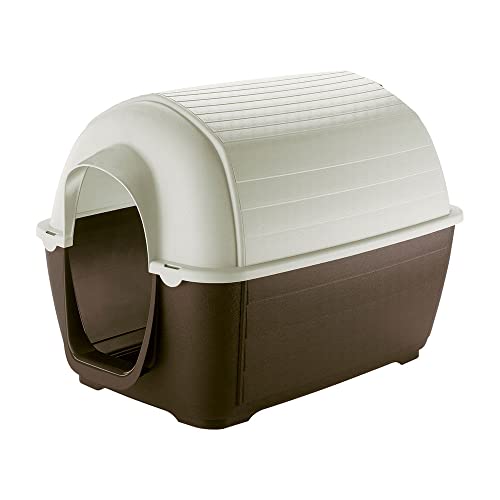 Ferplast Outdoor Hundehütte Kenny 03 Hundehütte aus Schlag- und UV-beständigem Thermoplast, Drainage-System, Lüftungsgitter, Zum reinigen Dach abnehmbar, 60 x 89 x h 60 cm von Ferplast