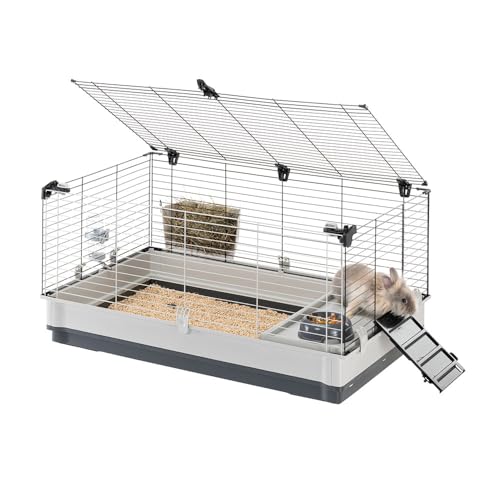 Ferplast - Meerschweinchen Käfig - Hasenkäfig - Kaninchenkäfig - Häuschen und Zubehör Inklusive - Viel Platz für Kaninchen - Öffnenden & Modular - 100 x 60 x h 50 cm - Krolik, 100 von Ferplast