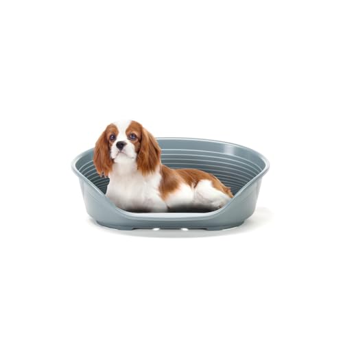 Ferplast Hundebett Katzenbett Kunststoff-Hundebett Medium Hundeliege waschbar Hundekorb atmungsaktiv rutschfest Siesta Deluxe, 62 x 41 x h 23,5 cm, Dunkelgrau von Ferplast