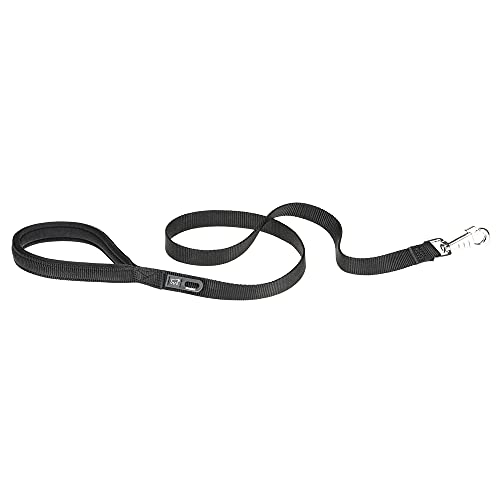 Ferplast Hundeleine Daytona, Hundeleine mittelgroße Hunde, aus Nylon, 120 cm, mit bequemem, gepolstertem Griff und Karabinerhaken aus Metall. Schwarz. von Ferplast
